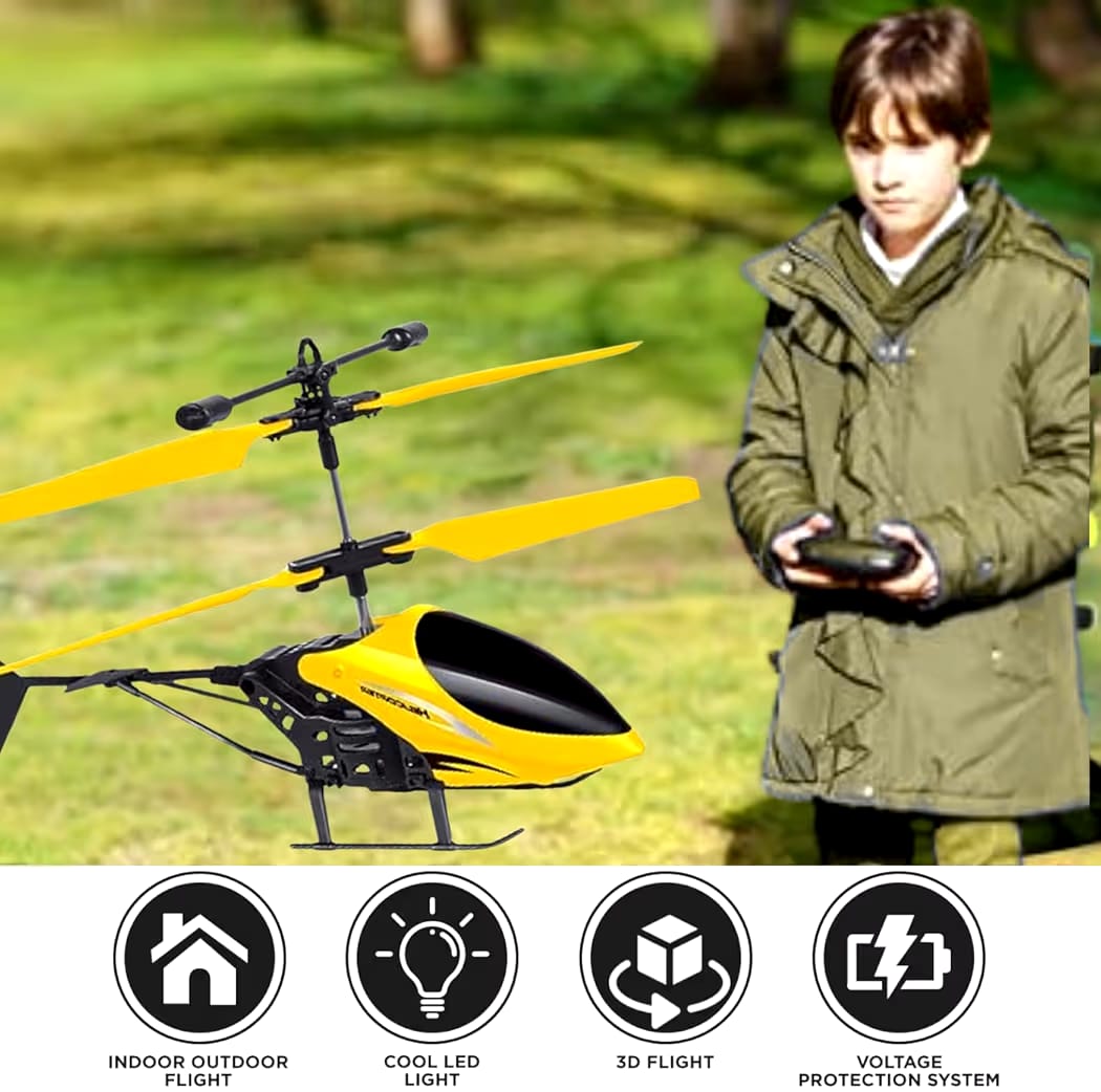 Indoor-Outdoor Rechargeable Helicopter with Radio Remote Control and Hand Sensor