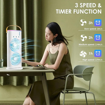 Portable Double Ended Mist Spray Fan for Summer Room Cooling