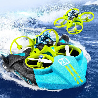 3 in 1 Remote Control Toy for Boys, RC Boat, Car, Drone, 2.4GHz High Speed with 360° Rotation, Waterproof, Land, Airproof, Outdoor Gift